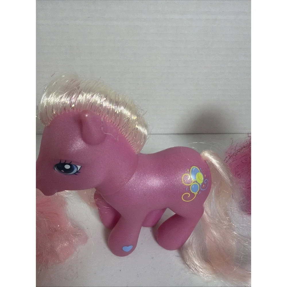 My Little Pony G3 Figure Lot ©2004 Hasbro Pink & Purple Ponies Tinsel Hair‎